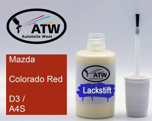 Mazda, Colorado Red, D3 / A4S: 20ml Lackstift, von ATW Autoteile West.